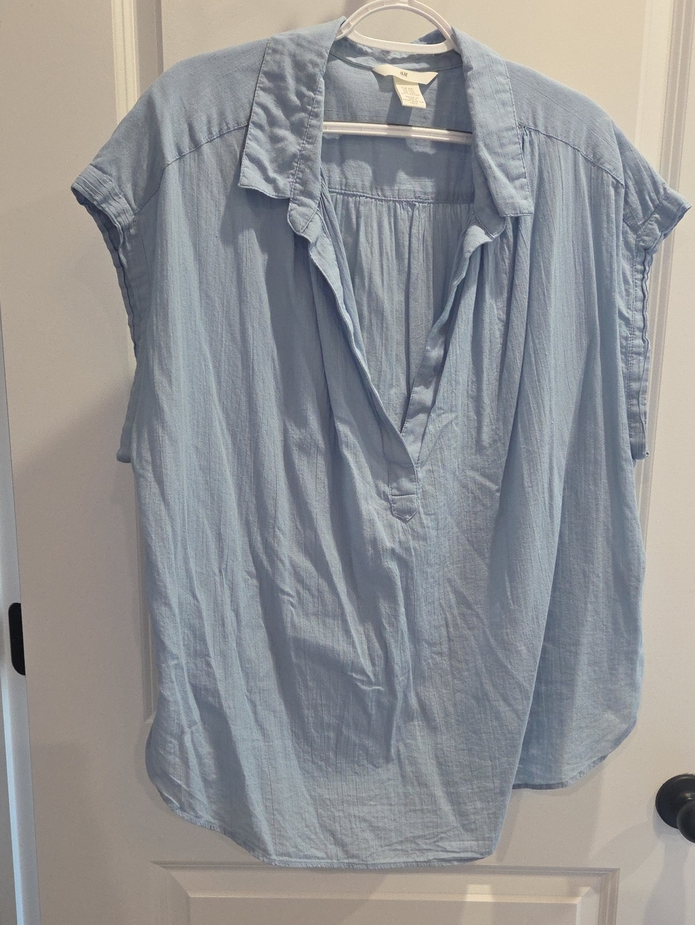 H&M Light Blue Split-Neck Cap-Sleeve Tunic